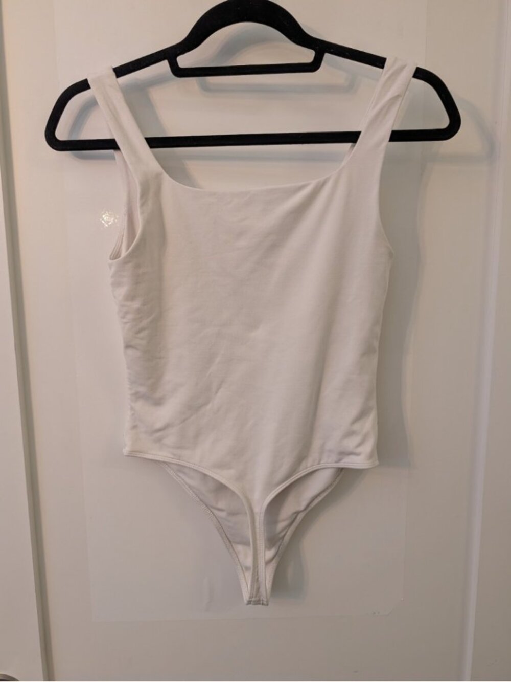 Aritzia Babaton Contour White Square Neck Thong Bodysuit Size M